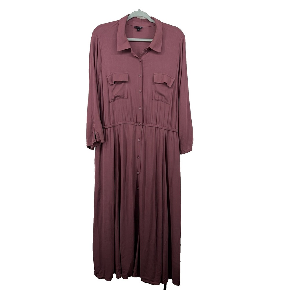 Torrid Plus Size 2 Plum Purple Shirt Dress Long Maxi Belted Collared Long Sleeve